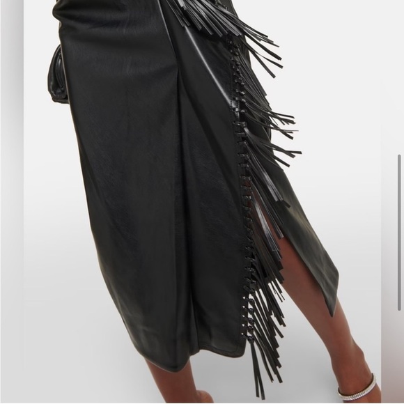 New Jonathan Simkhai Carlee Fringe Detail Faux Leather Dress Vegan Black Sz 4 - Picture 5 of 15